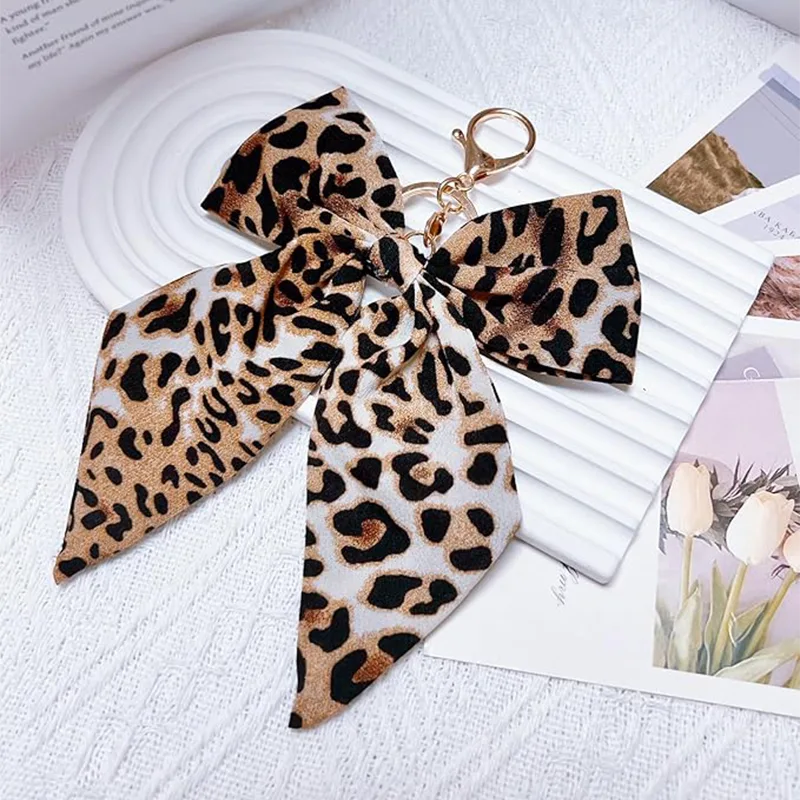 Leopard Print Bow Bag Charm